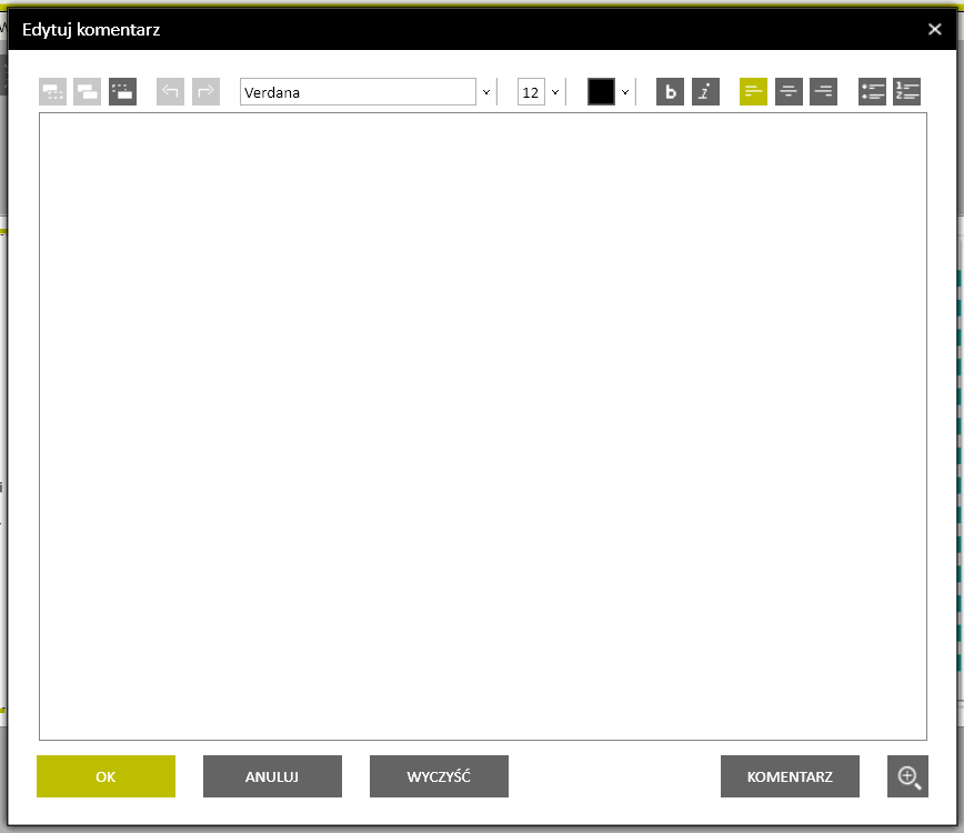 Rysunek 8. Okno dodawania komentarza